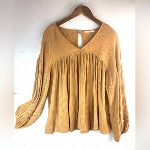 Ces Femme M Oversized Boho Long Sleeved Gathered Top